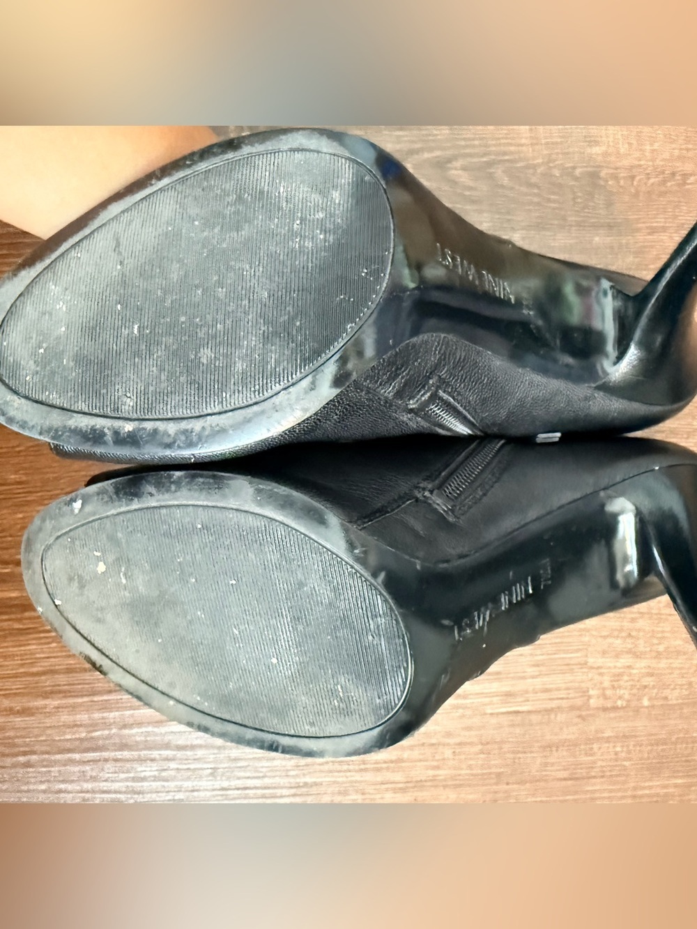Nine West Black Peep-Toe Heeled Ankle Booties with Side Zip - Picture 5 of 8